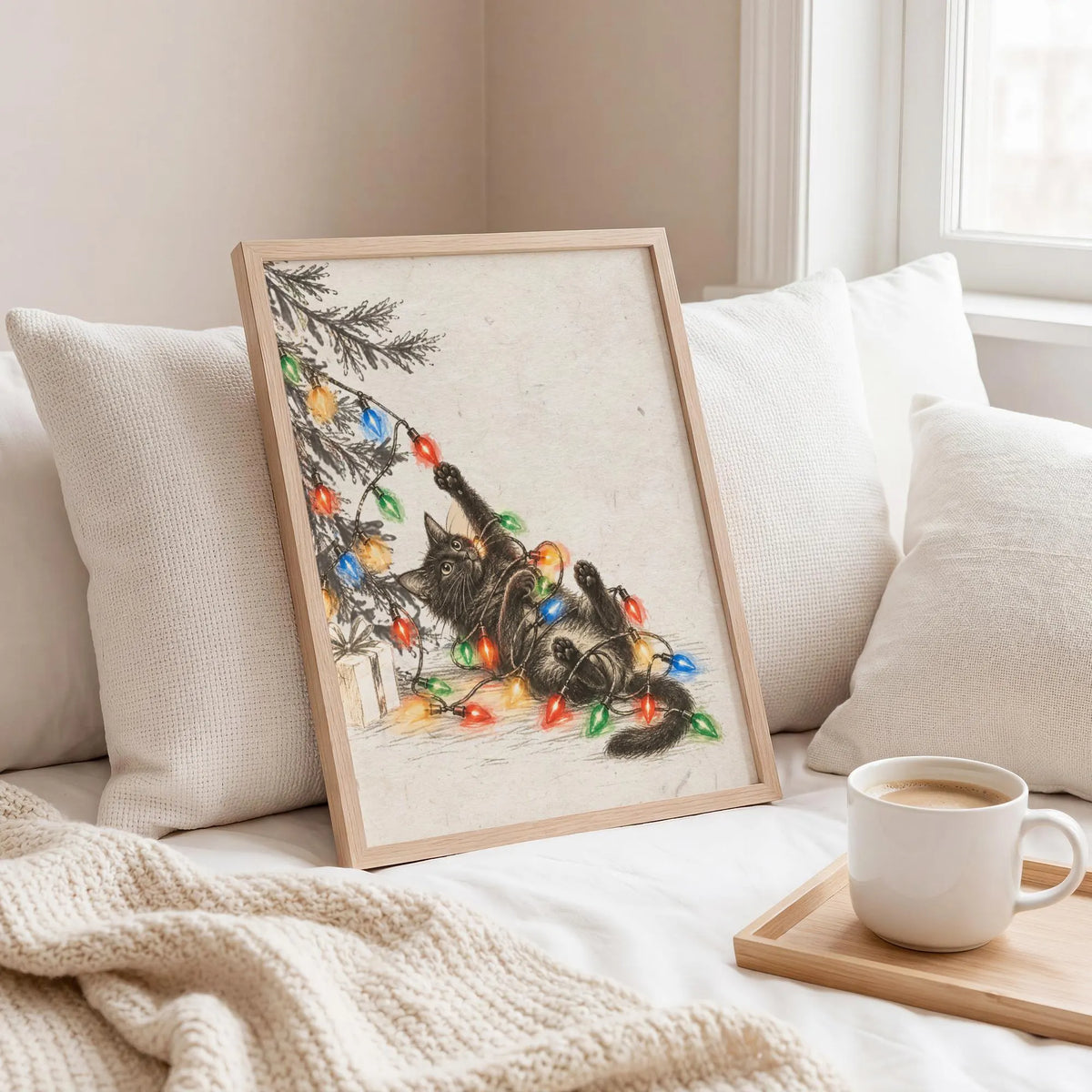 Black Cat Christmas Wall Art