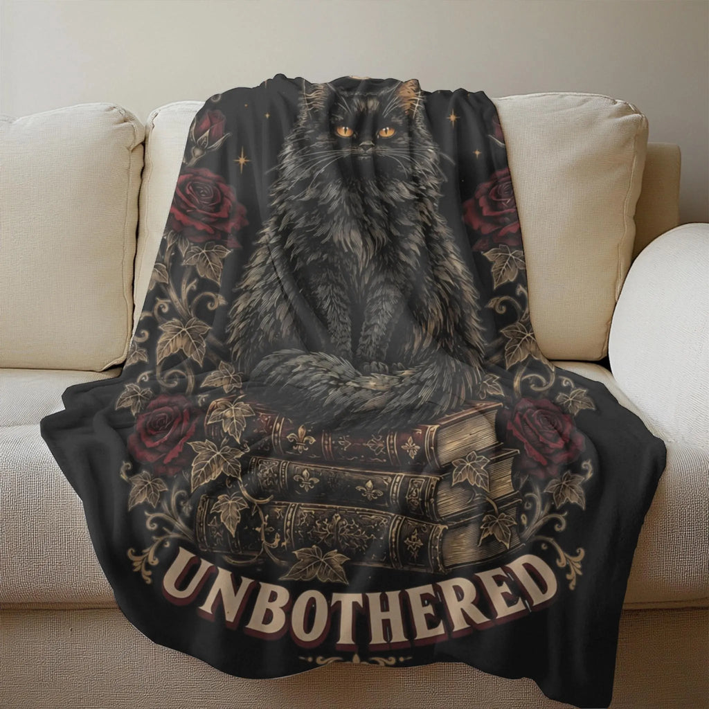 "Purrfectly Unbothered" Black Cat Blanket
