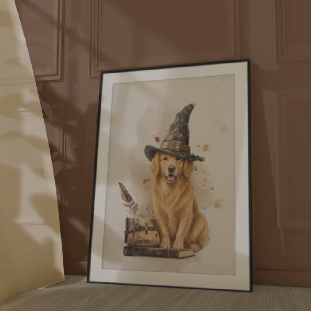 Golden Retriever Witch Poster