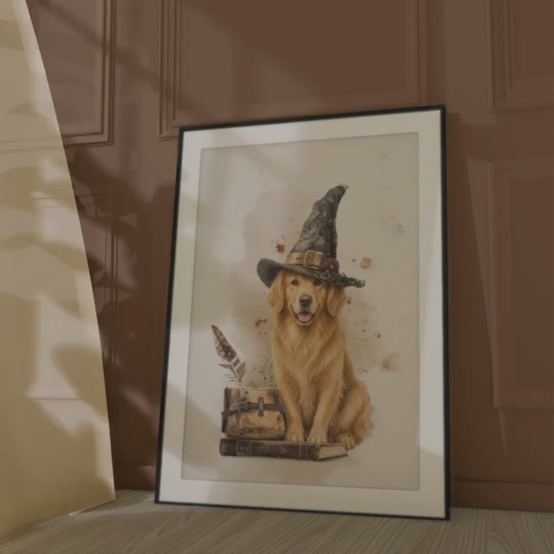 Golden Retriever Witch Poster