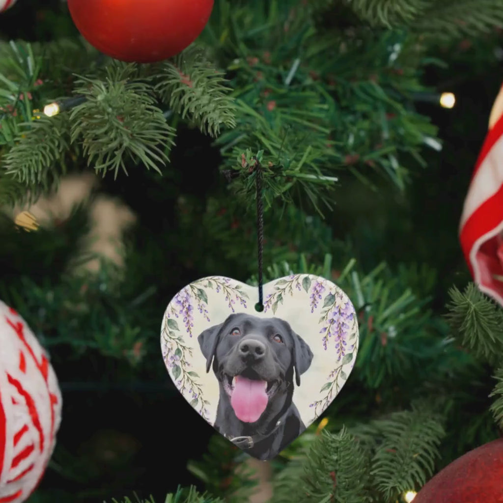 Floral Pet Photo Heart Ornament