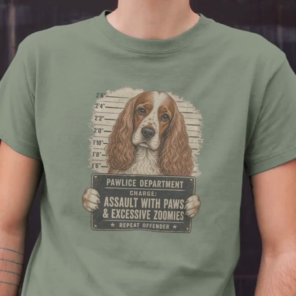 Funny Cocker Spaniel Mugshot Shirt