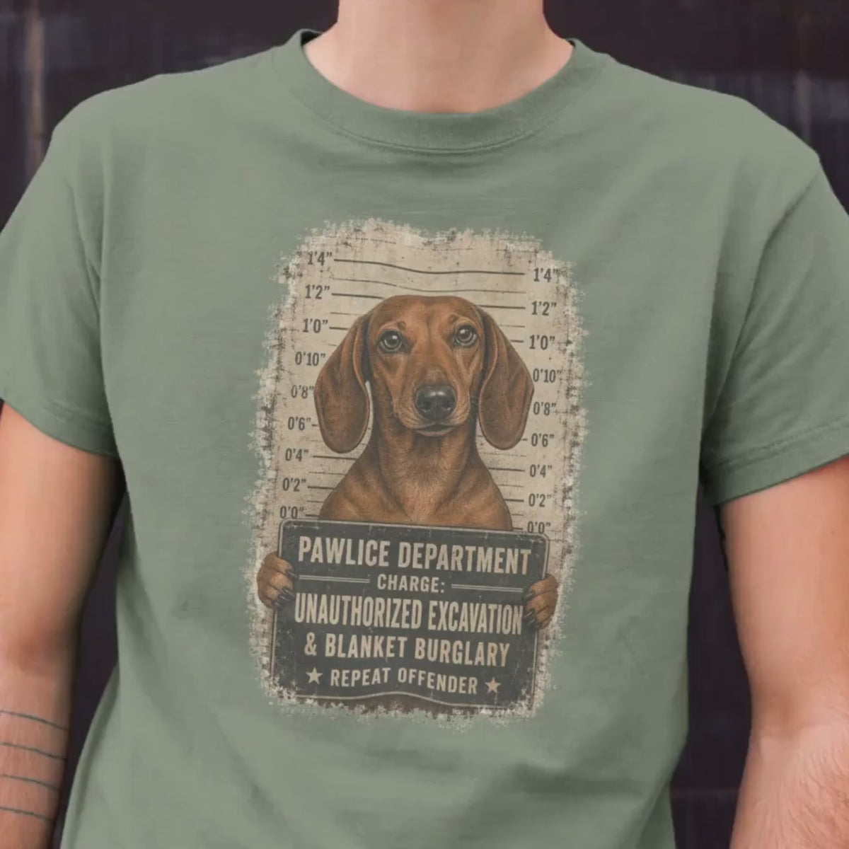 Funny Dachshund Mugshot Shirt