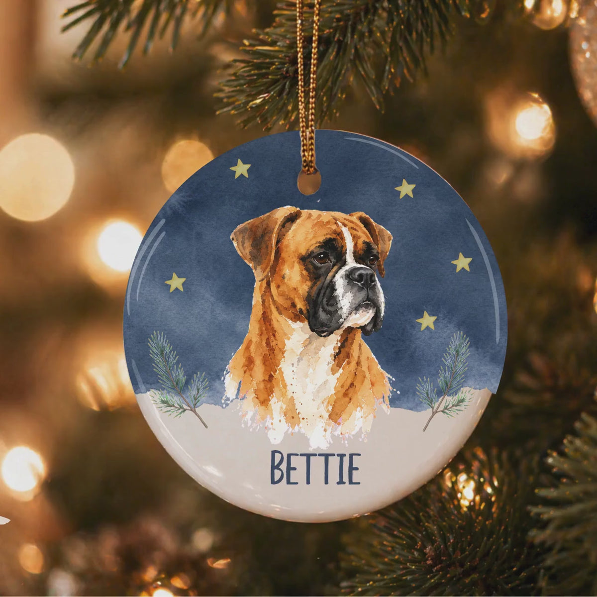 Boxer 2 Sided Memorial Ornament