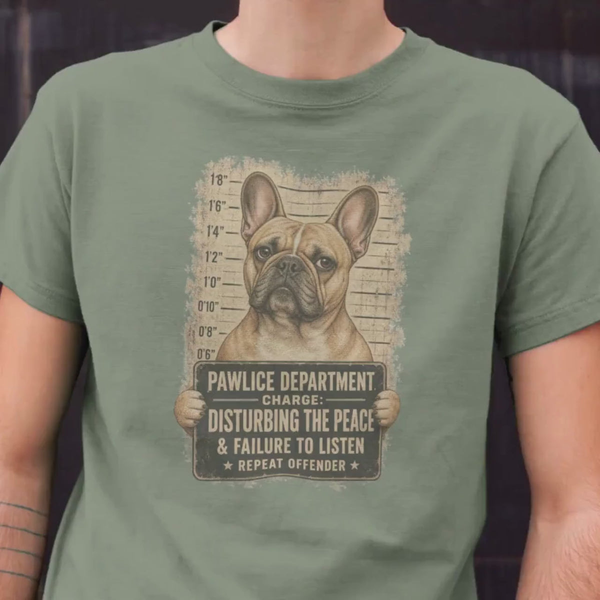 Funny French Bulldog Mugshot Shirt