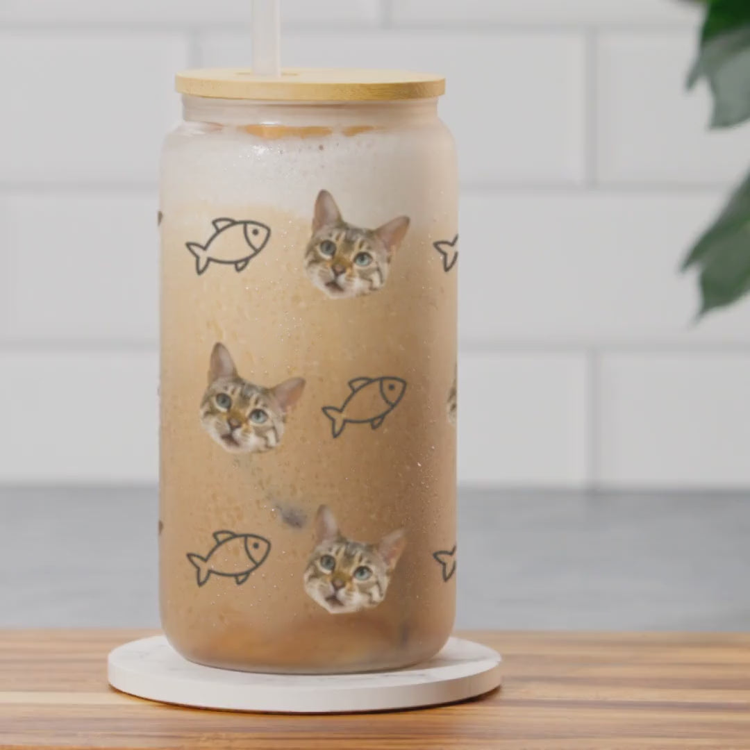 Custom Cat Photo Glass Tumbler