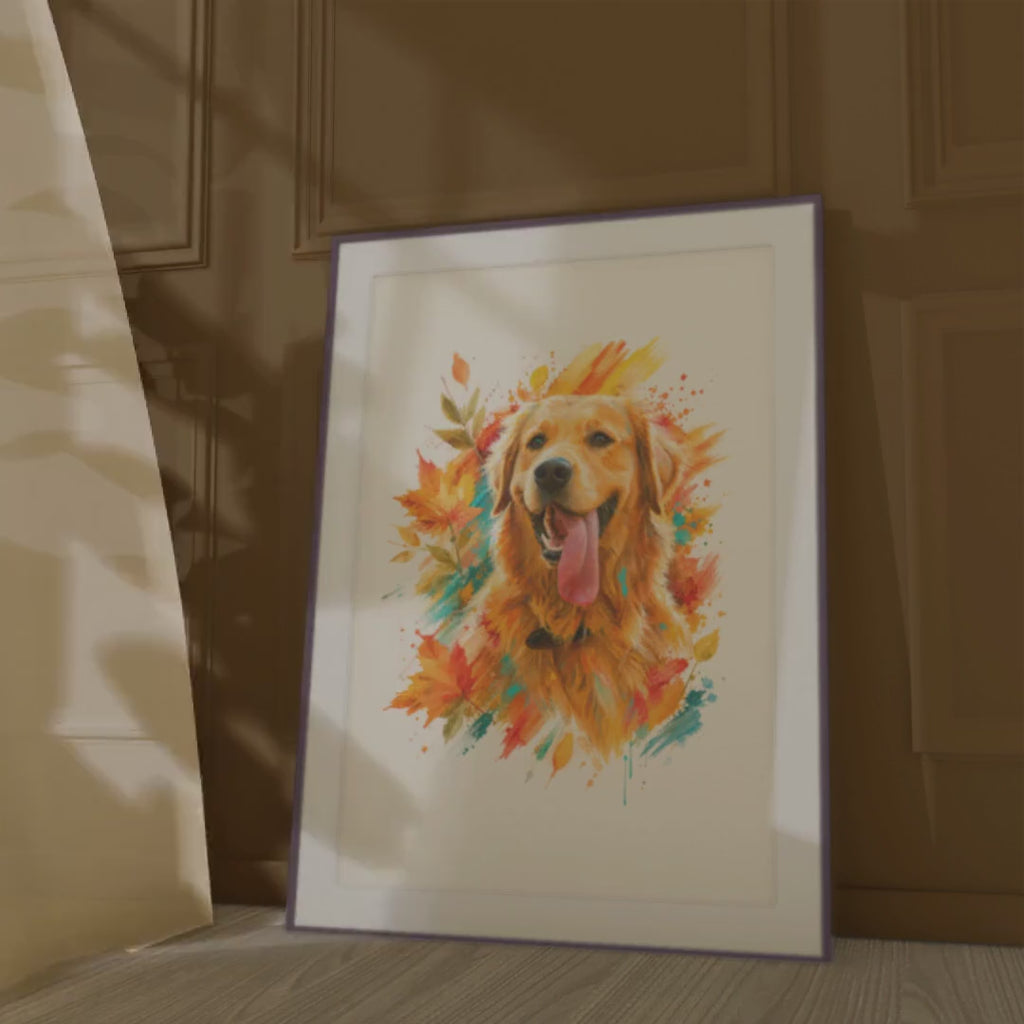 Custom Fall Watercolor Pet Portrait Canvas