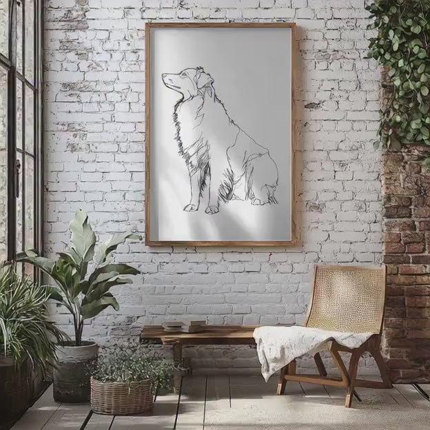 Australian Shepherd Line Art Print