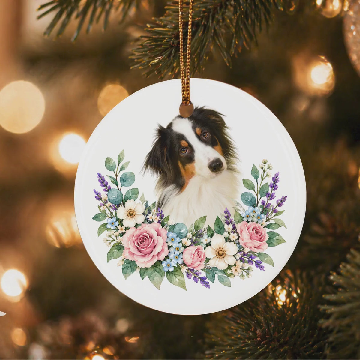 Floral Custom Cat Photo Ornament