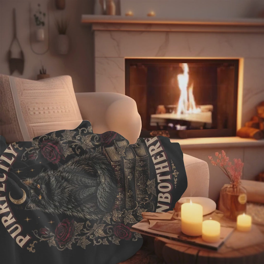 "Purrfectly Unbothered" Black Cat Blanket