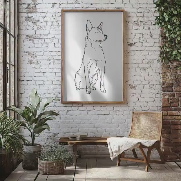 Australian Cattle Dog Line Art Print