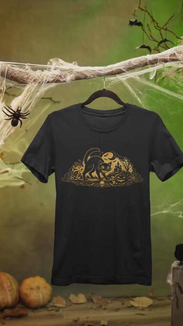 Vintage Gothic Black Cat Shirt