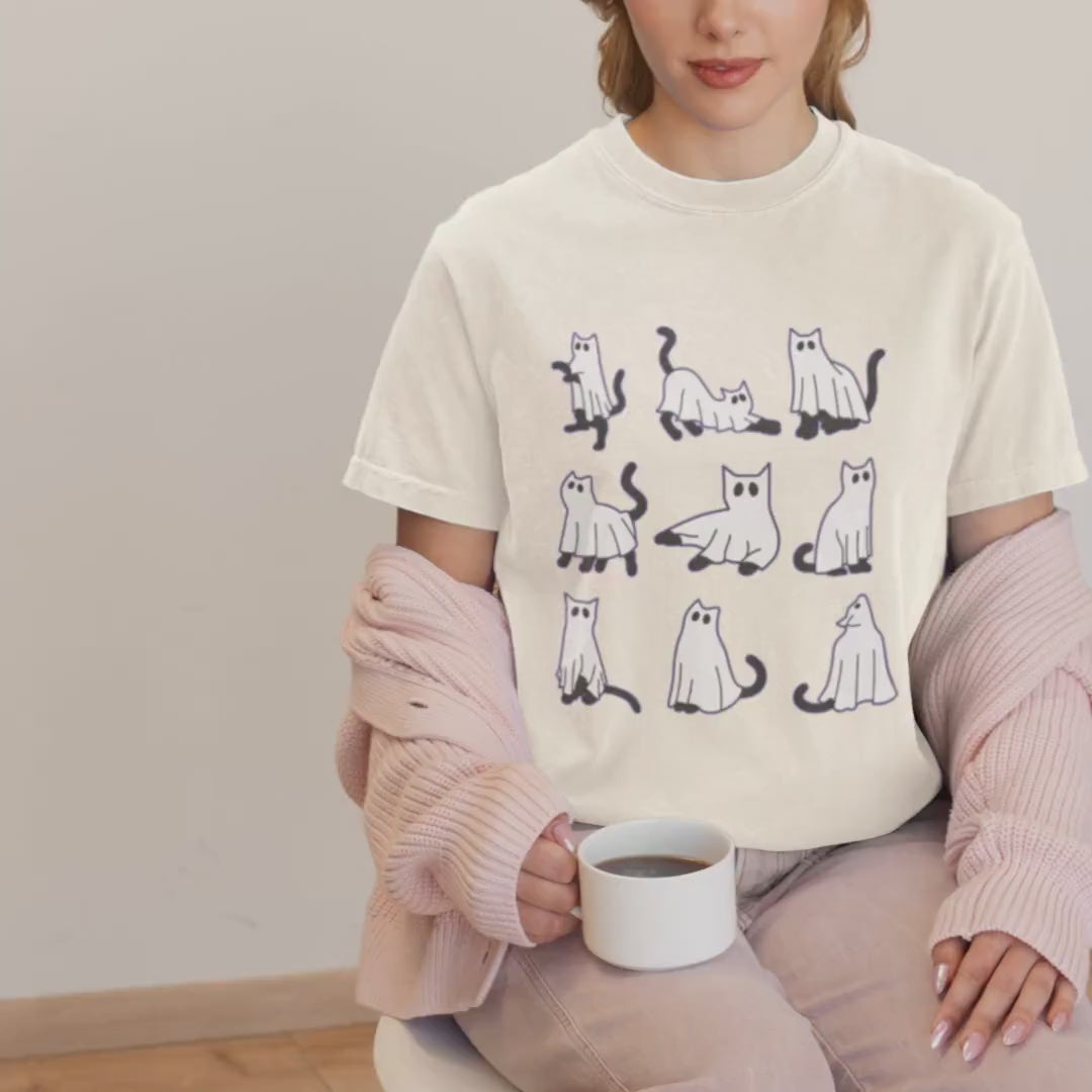 Spooky Ghost Cat Halloween Shirt
